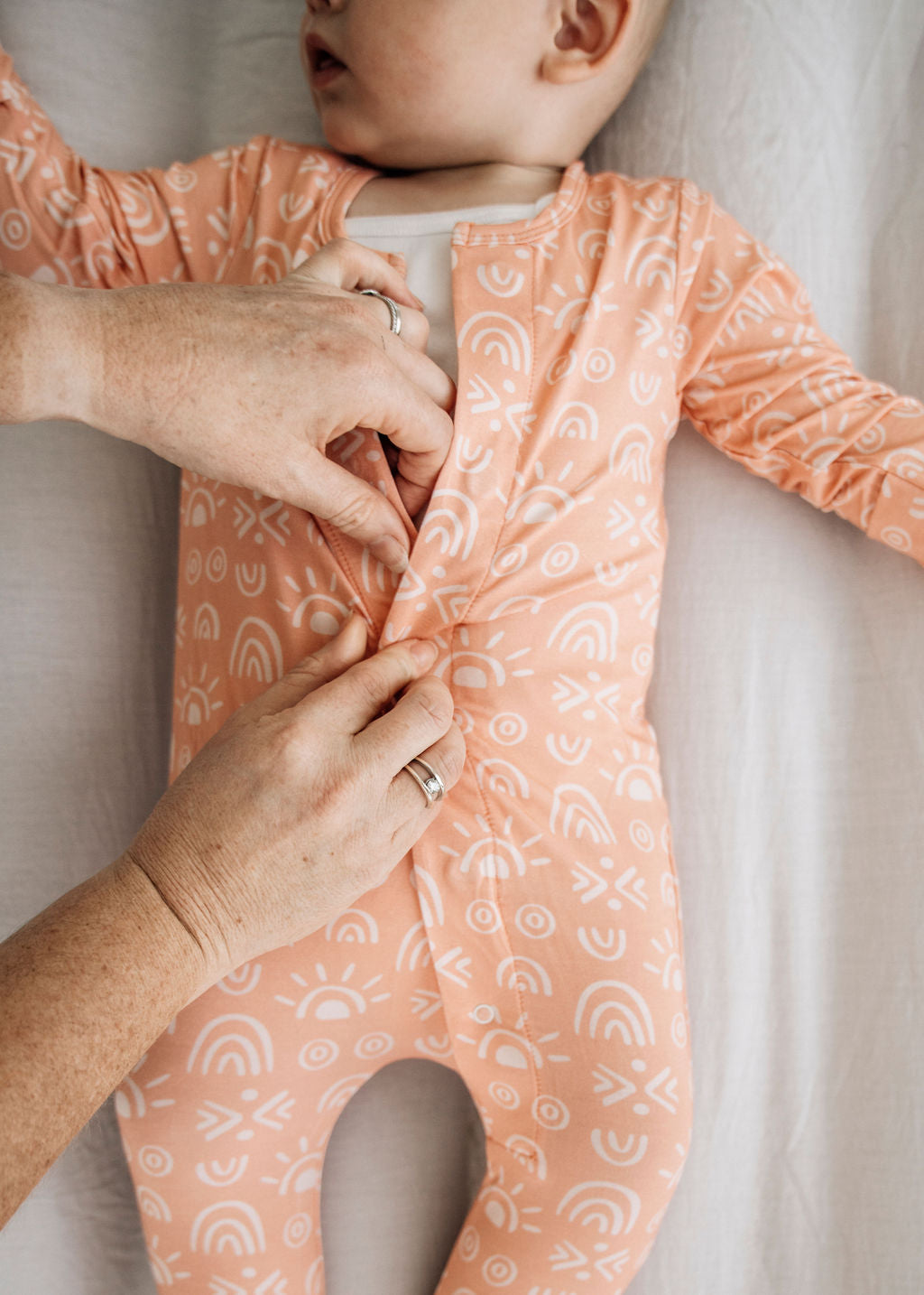 Peachy Sunshine Magnetic Sleepsuit