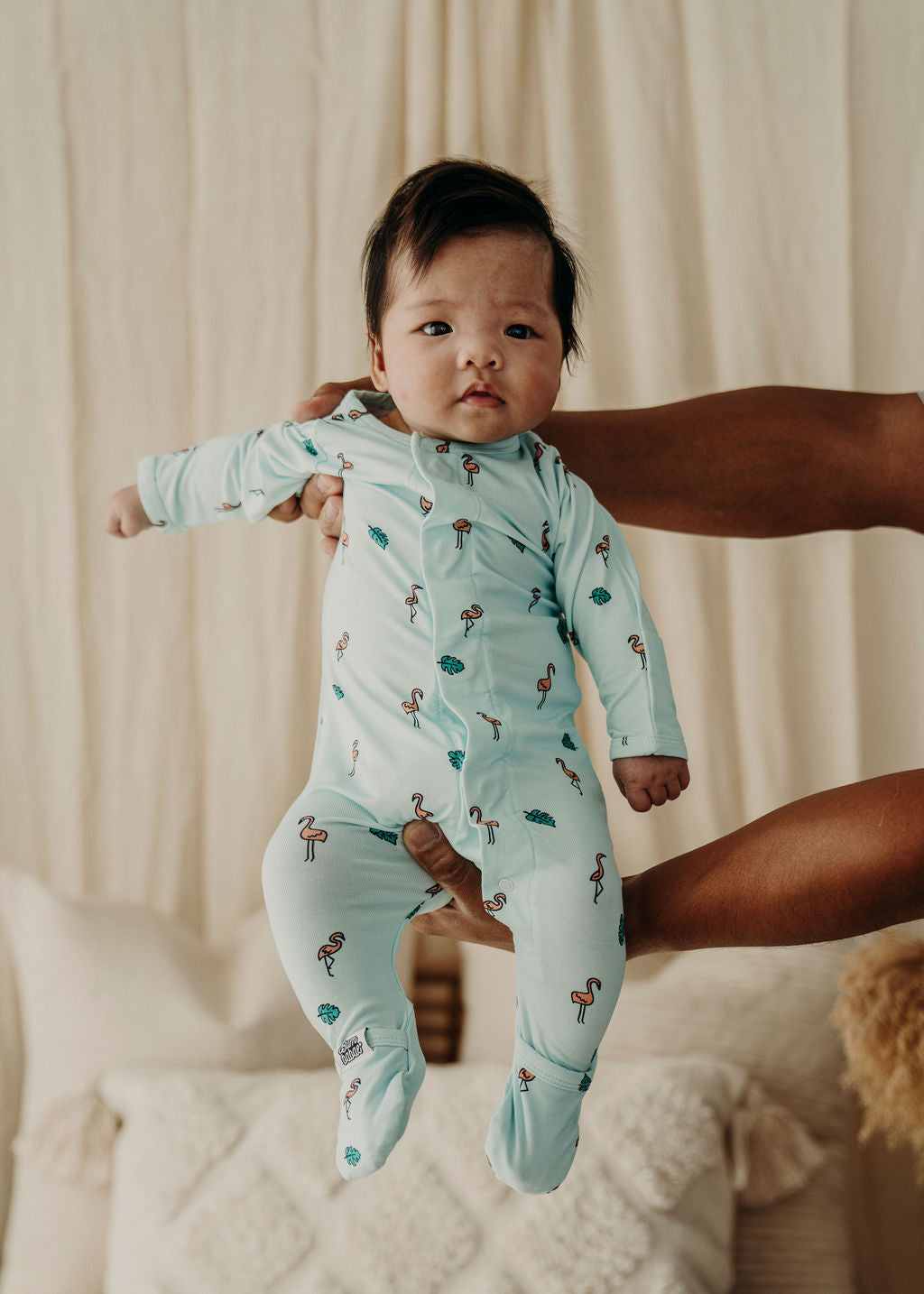 Fluffy Flamingos Magnetic Sleepsuit