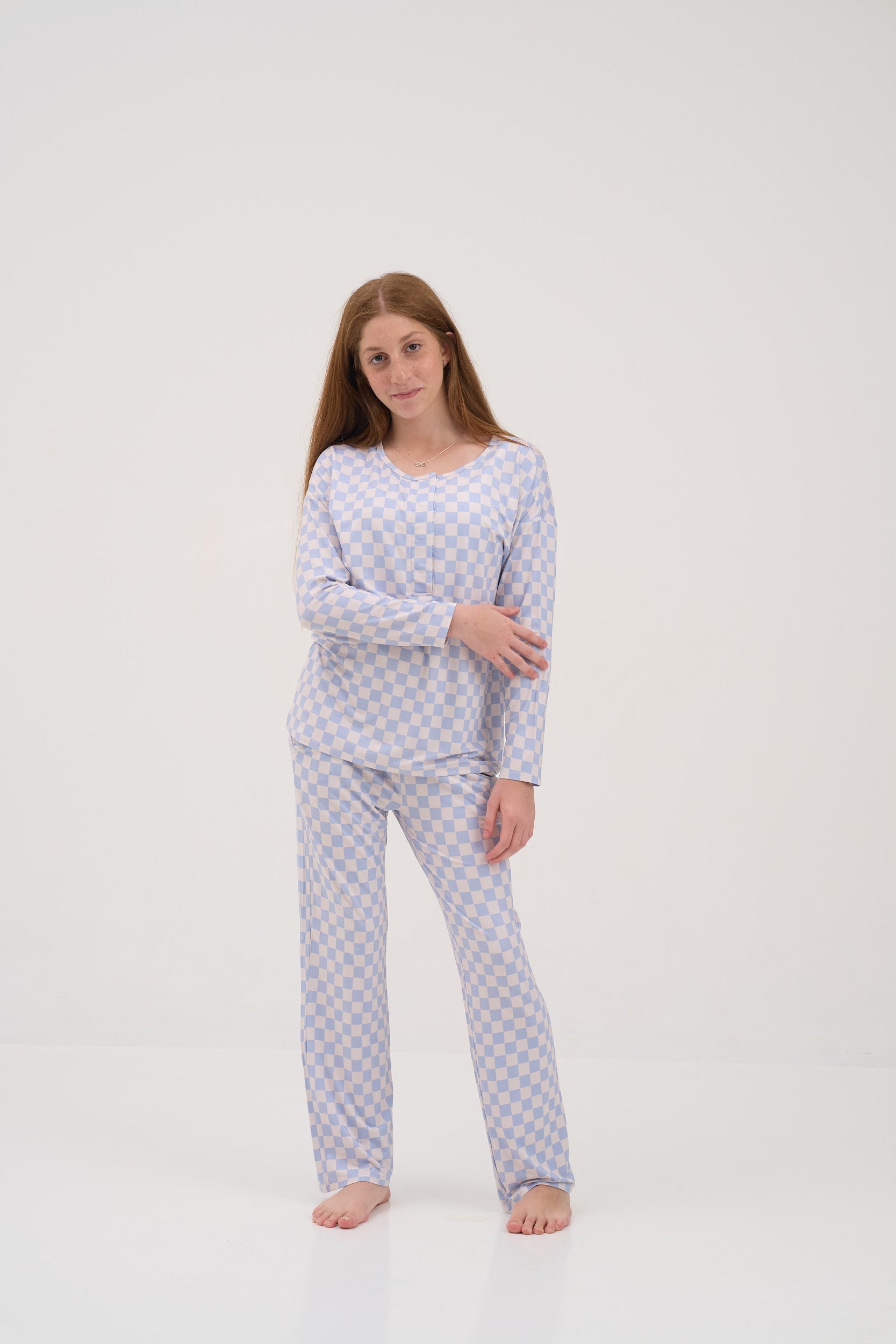 Blue Checkers Women Lounge Pants
