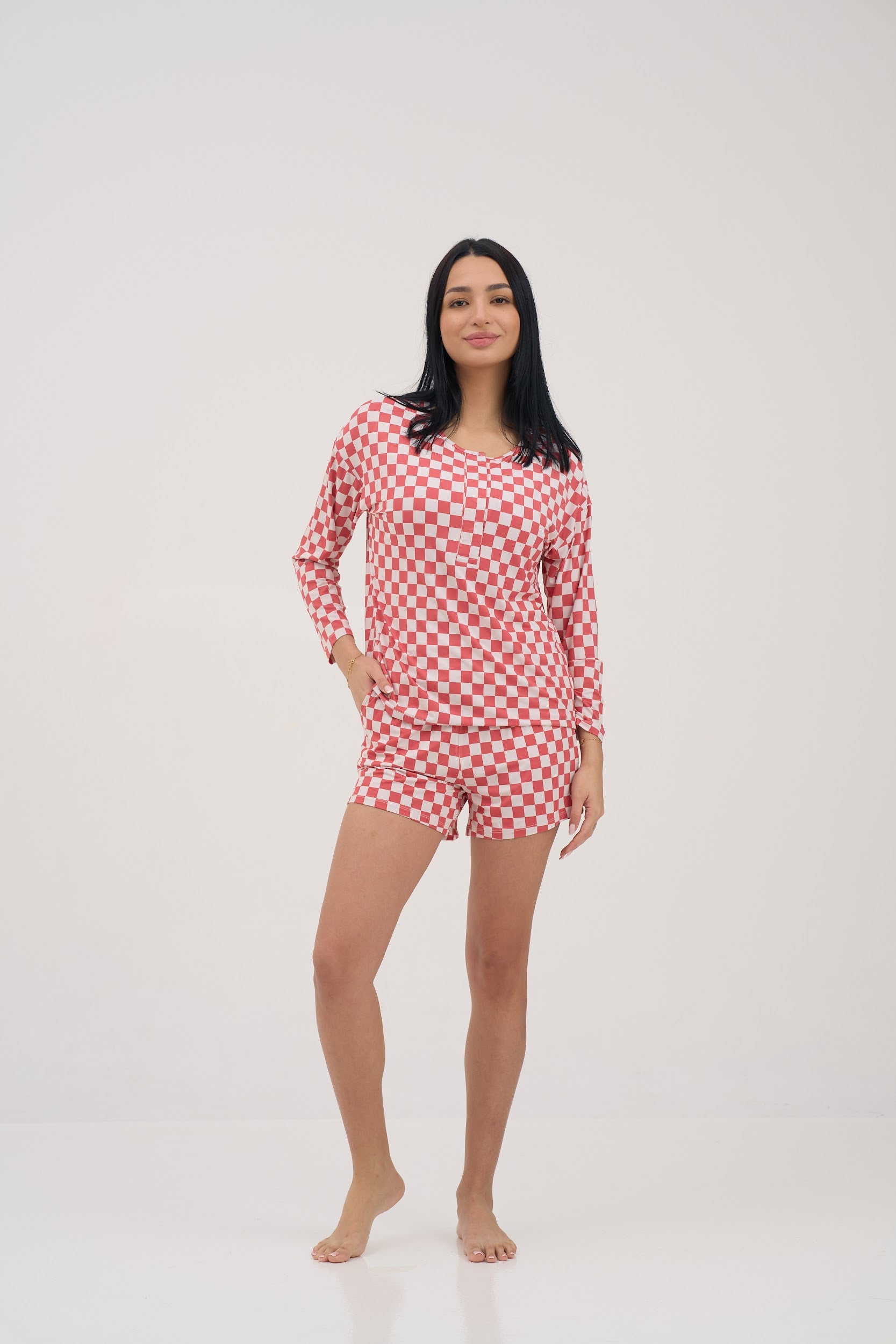 Red Checkers Hipster Women Shorts