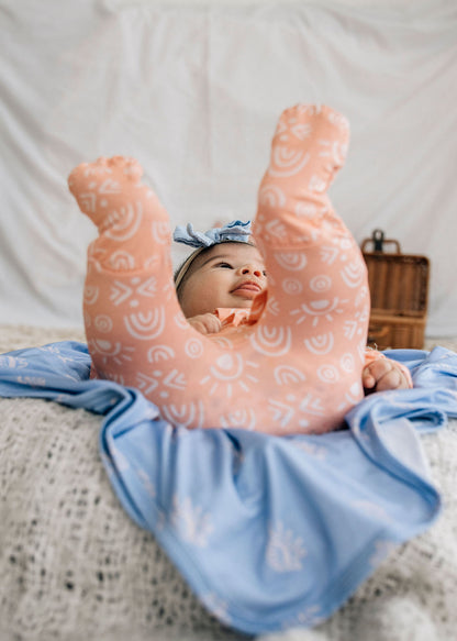 Summer Beach Vibes - 2 Magnetic Sleepsuit and 1 Swaddle set