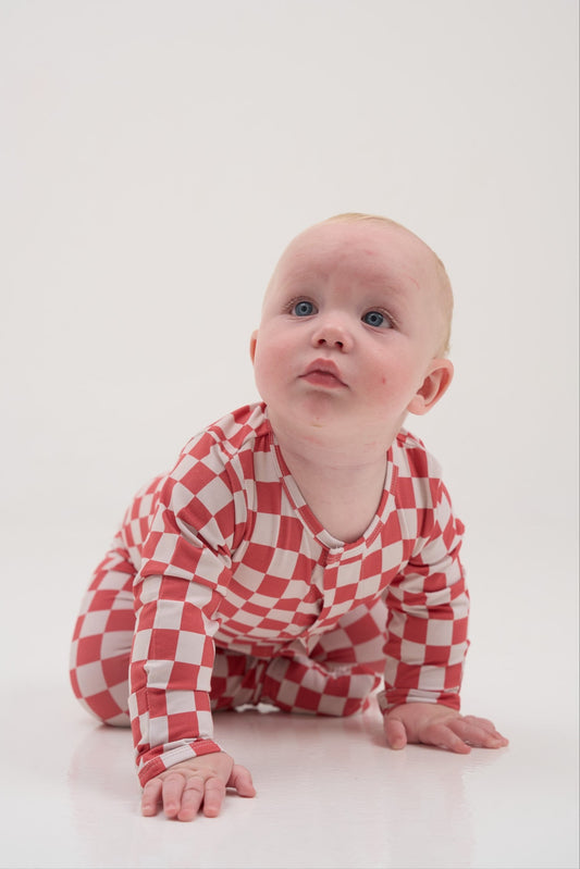 Red Checkers Magnetic Sleepsuit