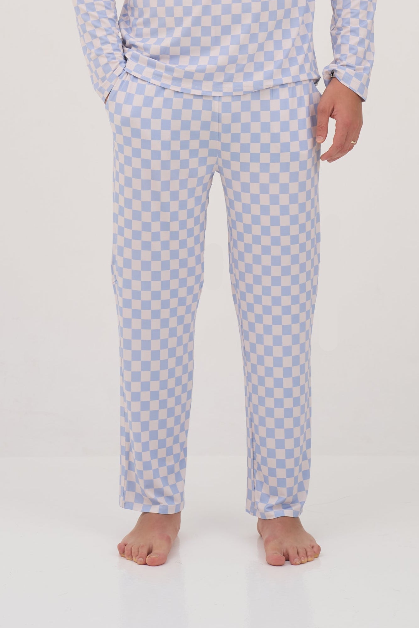 Blue Checkers Men Lounge Pants