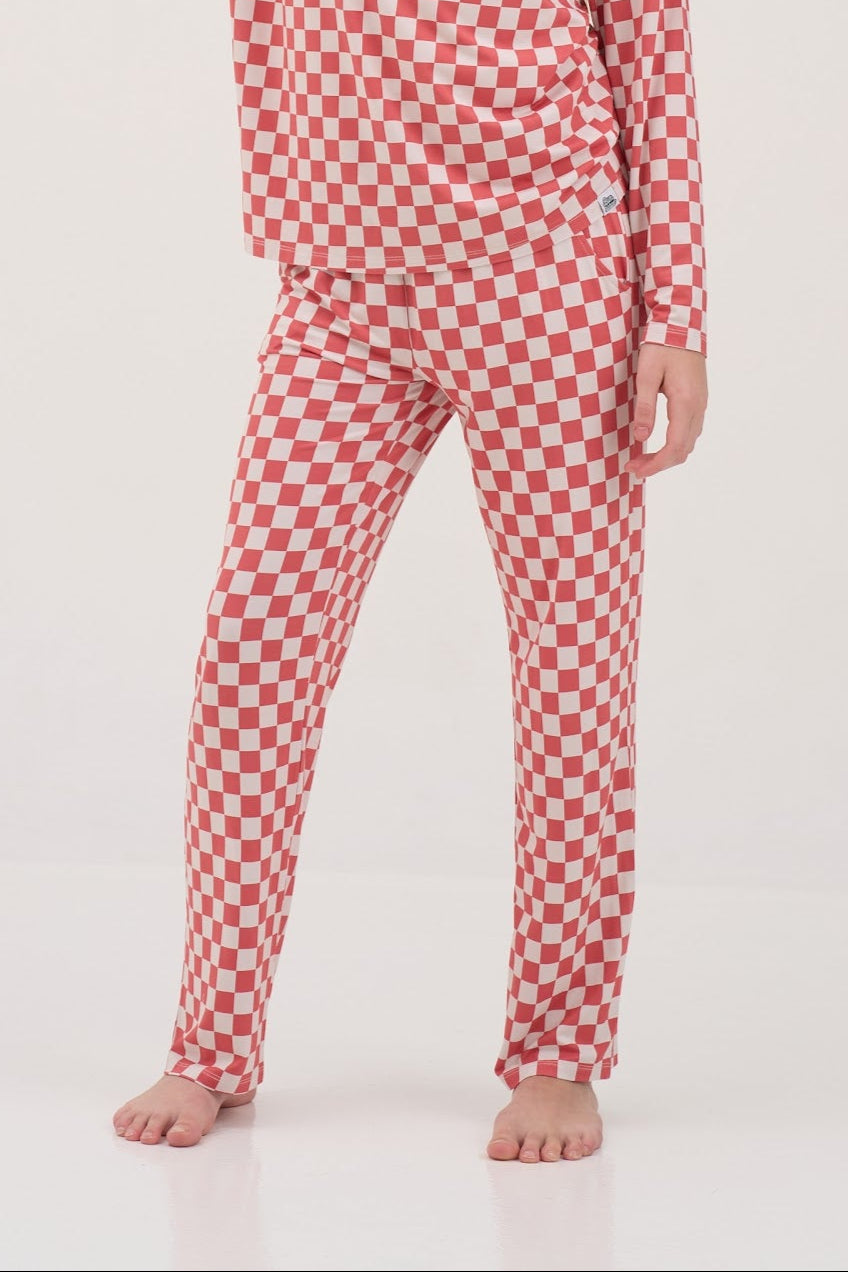Red Checkers Women Lounge Pants